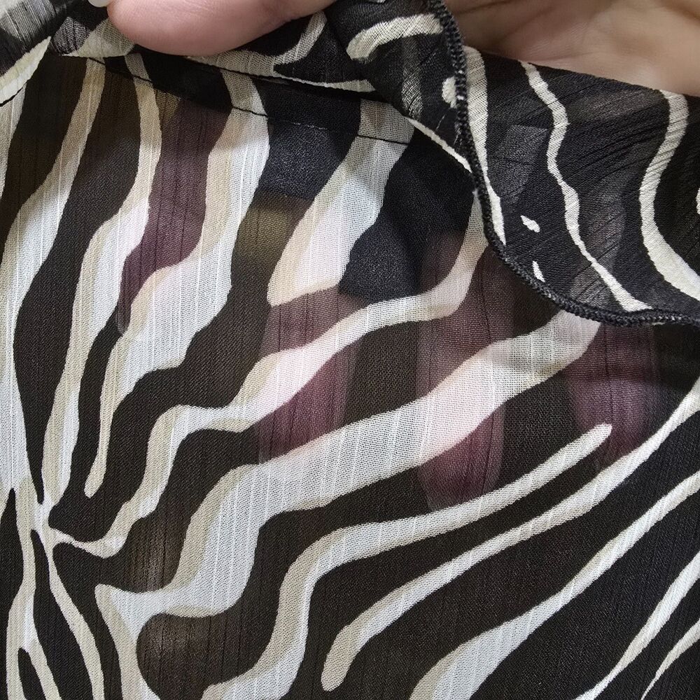 2000s Y2K Whimsigoth Fairy Goth Ruffle Animal Print Sheer V Neck Dress Womens 8 - Picture 10 of 11